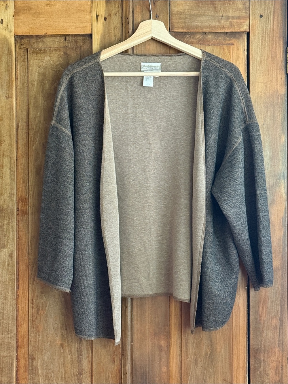 Coldwater Creek SP Vintage Open Cardigan in Taupe and Charcoal Casual USA